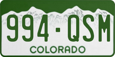 CO license plate 994QSM