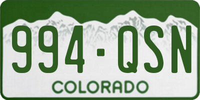 CO license plate 994QSN
