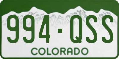 CO license plate 994QSS