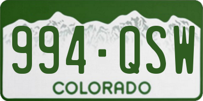 CO license plate 994QSW