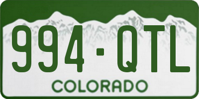 CO license plate 994QTL
