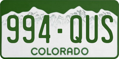 CO license plate 994QUS