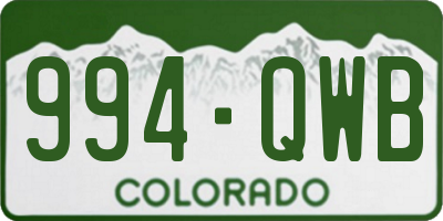 CO license plate 994QWB