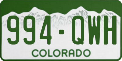 CO license plate 994QWH