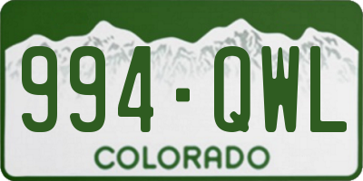 CO license plate 994QWL