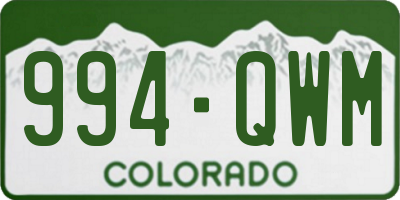 CO license plate 994QWM