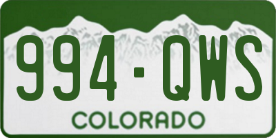 CO license plate 994QWS