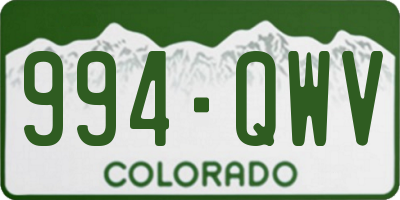 CO license plate 994QWV