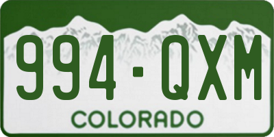 CO license plate 994QXM