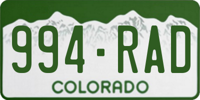 CO license plate 994RAD