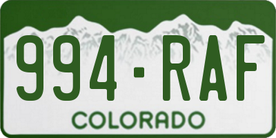 CO license plate 994RAF