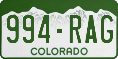 CO license plate 994RAG