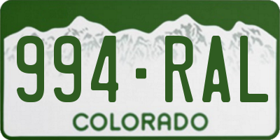 CO license plate 994RAL
