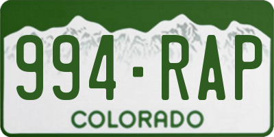 CO license plate 994RAP