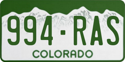 CO license plate 994RAS