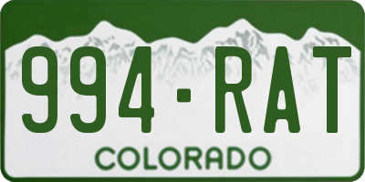 CO license plate 994RAT