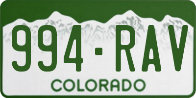 CO license plate 994RAV