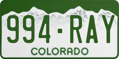 CO license plate 994RAY