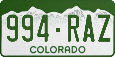 CO license plate 994RAZ