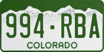 CO license plate 994RBA