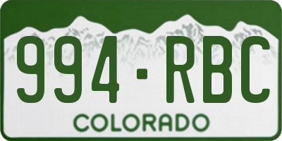 CO license plate 994RBC