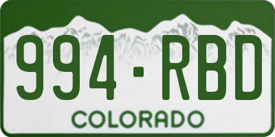 CO license plate 994RBD