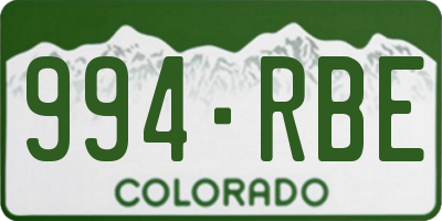 CO license plate 994RBE