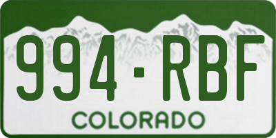 CO license plate 994RBF