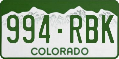 CO license plate 994RBK