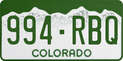 CO license plate 994RBQ