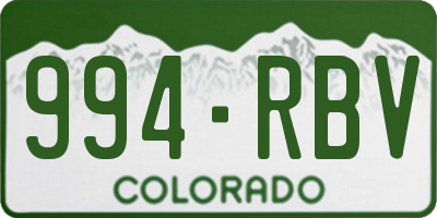 CO license plate 994RBV
