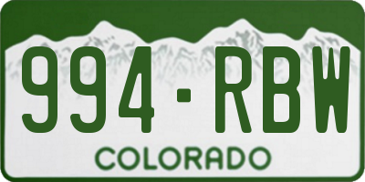 CO license plate 994RBW