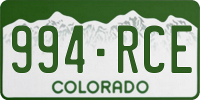 CO license plate 994RCE