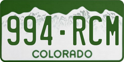 CO license plate 994RCM