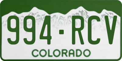 CO license plate 994RCV
