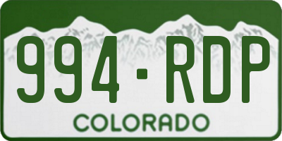 CO license plate 994RDP