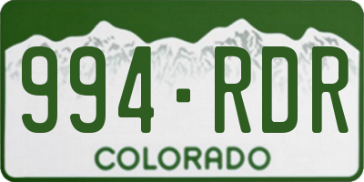 CO license plate 994RDR