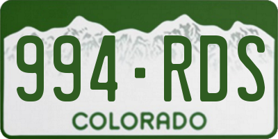 CO license plate 994RDS