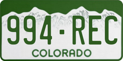 CO license plate 994REC