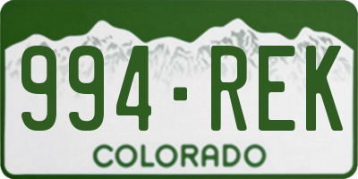 CO license plate 994REK