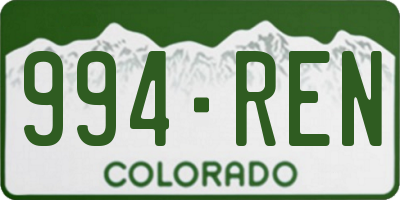 CO license plate 994REN