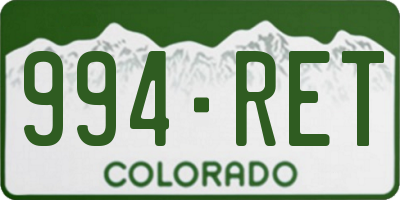 CO license plate 994RET