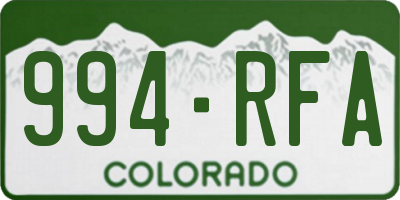 CO license plate 994RFA