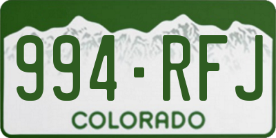 CO license plate 994RFJ