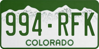 CO license plate 994RFK