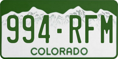 CO license plate 994RFM