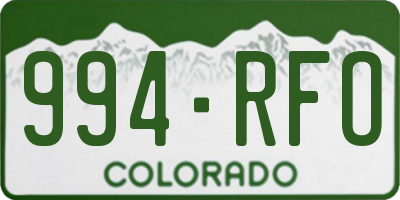 CO license plate 994RFO