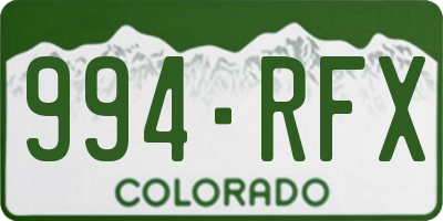 CO license plate 994RFX