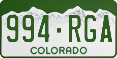 CO license plate 994RGA