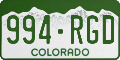 CO license plate 994RGD